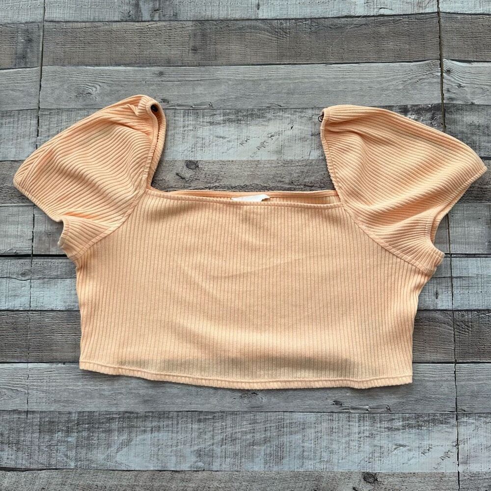 NWOT H&M Square Neck Ribbed Orange Crop Top | XXL